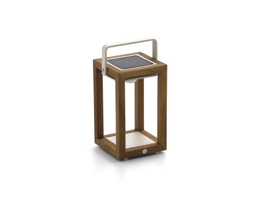 SUNS Tom Solar-Laterne 16x17x28 cm - Natural Teak/Matt White