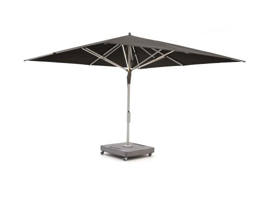 Glatz Fortello LED Sonnenschirm 400x400 cm - Black 408 (inkl. Sonnenschirmständer 160 kg mit Rad) (inkl. Batterie)