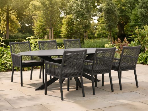 Manifesto Rivola/Furato Ellips 200 cm Gartenmöbel-Set 7-teilig