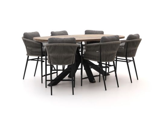 Bellagio Mineo/ROUGH-Y Ellips 240 cm High Dining Gartenmöbel-Set 7-teilig