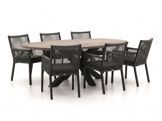 Manifesto Rivola/ROUGH-Y Ellips 240 cm Gartenmöbel-Set 7-teilig