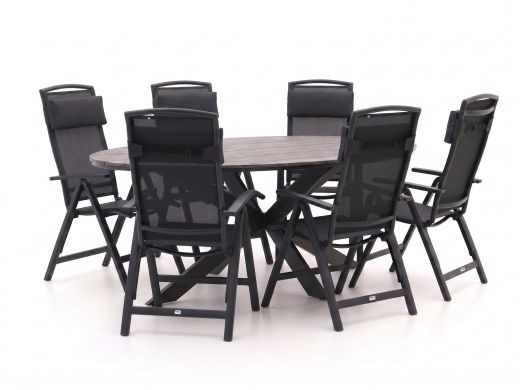 Forza Capri/Fidenza oval 220 cm Gartenmöbel-Set 7-teilig verstellbar