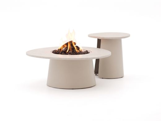 Cosidune Lounge Feuertisch-Set ø 100 cm (h: 40 cm)/ø 55 cm (h: 55 cm) - Aluminium