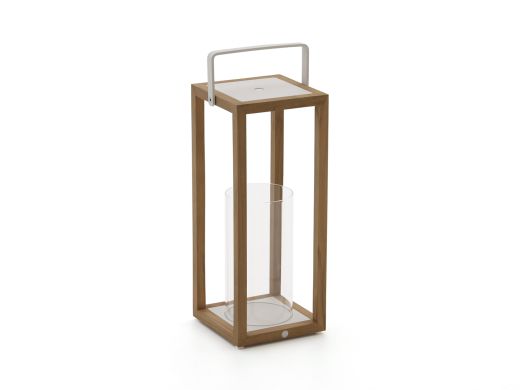 SUNS Sam Laterne 20x22x53 cm - Natural Teak/Matt White