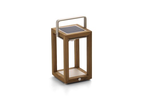 SUNS Tom Solar-Laterne 16x17x28 cm - Natural Teak/Camel Sand