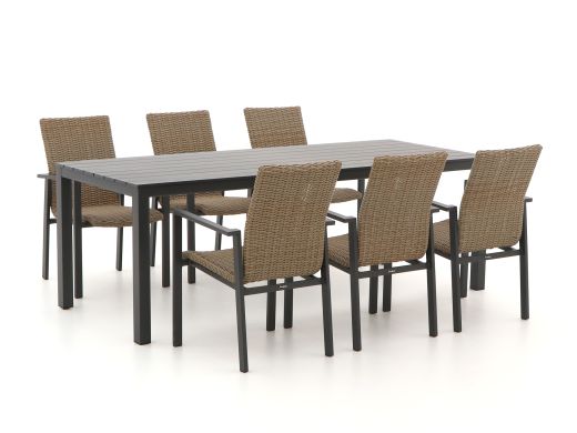 Manifesto Villongo/ROUGH-S 220 cm Gartenmöbel-Set 7-teilig stapelbar