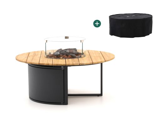 Cosiloft Lounge Feuertisch ø 120 cm (H: 50 cm) - Teakholz