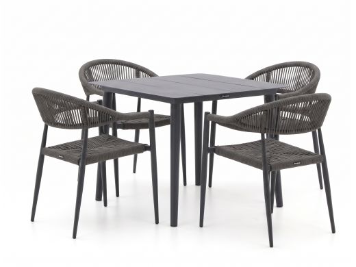 Manifesto Belpasso/Sora ø 90 cm Gartenmöbel-Set 5-teilig stapelbar