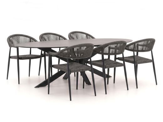 Manifesto Belpasso/Furato Ellips 200 cm Gartenmöbel-Set 7-teilig stapelbar