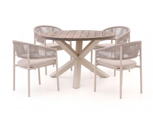 Bellagio Panaro/ROUGH-Y ø 120 cm Gartenmöbel-Set 5-teilig stapelbar