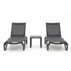 Forza Russi Gartenliegen-Set 3-teilig stapelbar verstellbar