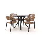 Manifesto Belpasso/Sora ø 90 cm Gartenmöbel-Set 5-teilig stapelbar