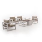 Forza Calleo/Cosiraw Sessel Lounge-Set mit Feuertisch 5-teilig