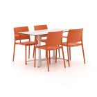 Forza Sile/Canzo 120 cm Gartenmöbel-Set 5-teilig stapelbar klappbar