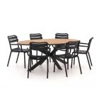Forza Vico/Fidenza 220 cm oval Gartenmöbel-Set 7-teilig stapelbar
