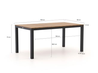 Bellagio Fidenza 160 cm Gartenmöbel-Set 5-teilig stapelbar