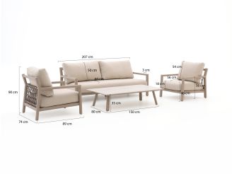 Tierra Outdoor Oasis Sessel-Sofa Lounge-Set 4-teilig