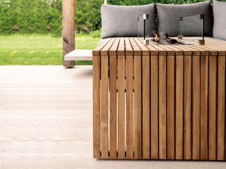 Cosibridge lounge Feuertisch 140x80x50 cm - Teak (inkl. Glas)