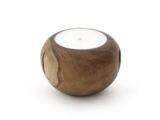 Tierra Outdoor Kerze Rund niedrig ø 18 cm - Teak