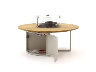 Cosiloft Lounge Feuertisch ø 120 cm (H: 50 cm) - Teakholz