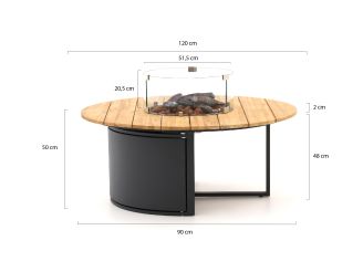 Cosiloft Lounge Feuertisch ø 120 cm (H: 50 cm) - Teakholz