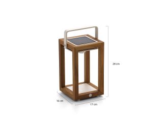 SUNS Tom Solar-Laterne 16x17x28 cm - Natural Teak/Matt White