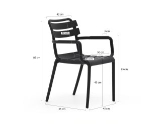 Forza Vico/Sora 220 cm Gartenmöbel-Set 7-teilig stapelbar