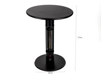 Monti HeatLine Pulse Gartentisch mit Heizstrahler 1500 W ø 60 cm (h: 75 cm) - Schwarz