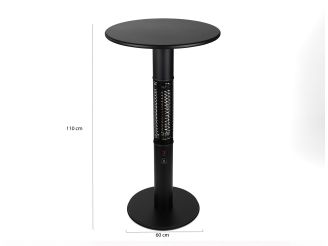 Monti HeatLine Vibe Bartisch mit Heizstrahler 1500 W ø 60 cm (h: 110 cm) - Schwarz
