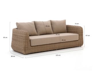 Intenso Tarcento Gartensofa 3-Sitzer 223 cm - Kubu (inkl. Kissen)