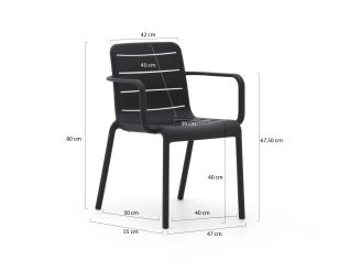 Forza Narni/Sora 220 cm Gartenmöbel-Set 7-teilig stapelbar