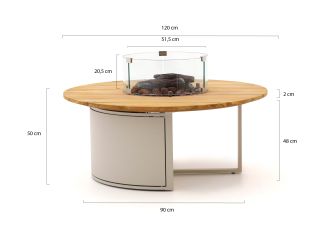Cosiloft Lounge Feuertisch ø 120 cm (H: 50 cm) - Teakholz