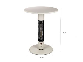 Monti HeatLine Pulse Gartentisch mit Heizstrahler 1500 W ø 60 cm (h: 75 cm) - Beige
