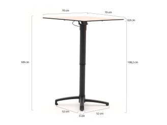 Bellagio Canzo Klapptisch 70x70x73/109 cm verstellbar - Kunststoff