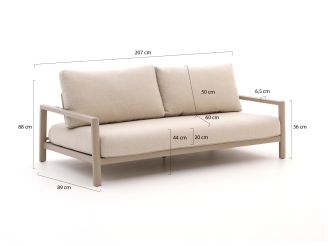Tierra Outdoor Oasis Gartensofa 3-Sitzer 207 cm verstellbar - Champagne (inkl. Kissen)