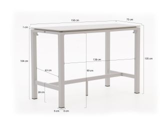 Bellagio Trecenta Bartisch 150x75x105cm - Sintered stone