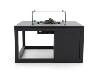 Cosiraw Lounge Feuertisch 100x100x55 cm - Charcoal (Tischplatte = Aluminium Charcoal) (inkl. Glas)