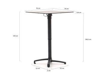Bellagio Canzo Klapptisch 70x70x73/109 cm verstellbar - Kunststoff