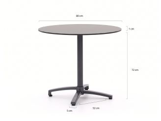 Bellagio Canzo Gartentisch klappbar ø 80 cm (h: 73 cm) - Kunststoff