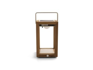 SUNS Tom Solar-Laterne 16x17x28 cm - Natural Teak/Camel Sand