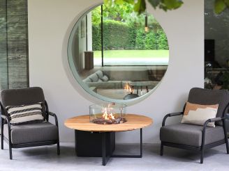 Cosiloft Lounge Feuertisch ø 120 cm (H: 50 cm) - Teakholz