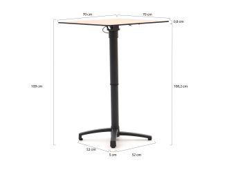 Bellagio Canzo Klapptisch 70x70x73/109 cm verstellbar - Kunststoff