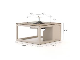 Cosiraw Lounge Feuertisch 100x100x55 cm - Aluminium
