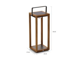 SUNS Tom Solar-Laterne 21x22x54 cm - Natural Teak/Matt White