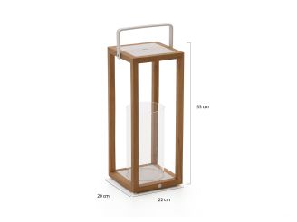 SUNS Sam Laterne 20x22x53 cm - Natural Teak/Matt White