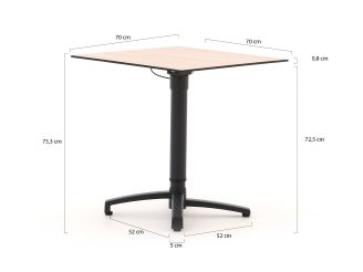 Bellagio Canzo Klapptisch 70x70x73/109 cm verstellbar - Kunststoff