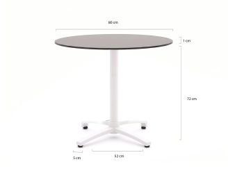 Bellagio Canzo Gartentisch klappbar ø 80 cm (h: 73 cm) - Kunststoff