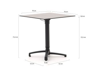 Bellagio Canzo Klapptisch 70x70x73/109 cm verstellbar - Kunststoff