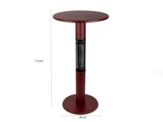 Monti HeatLine Vibe Bartisch mit Heizstrahler 1500 W ø 60 cm (h: 110 cm) - Rot