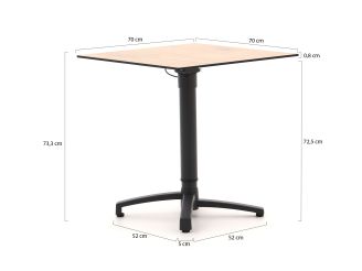 Bellagio Canzo Klapptisch 70x70x73/109 cm verstellbar - Kunststoff